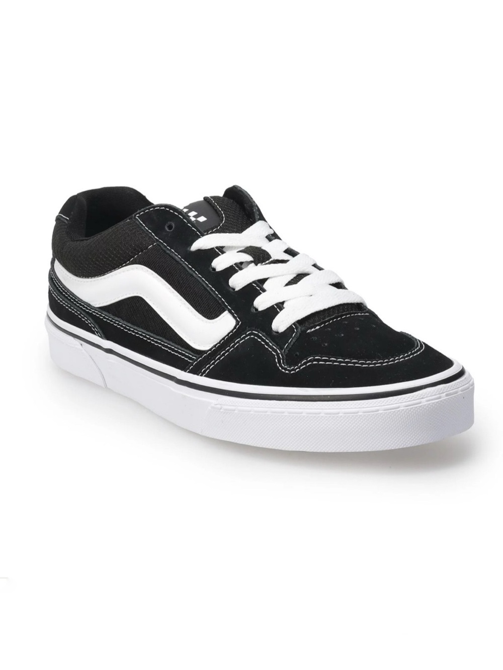 Vans Caldrone Men's Suede Shoes Black and White Skate Shoe w Side Strip Sz 10.5